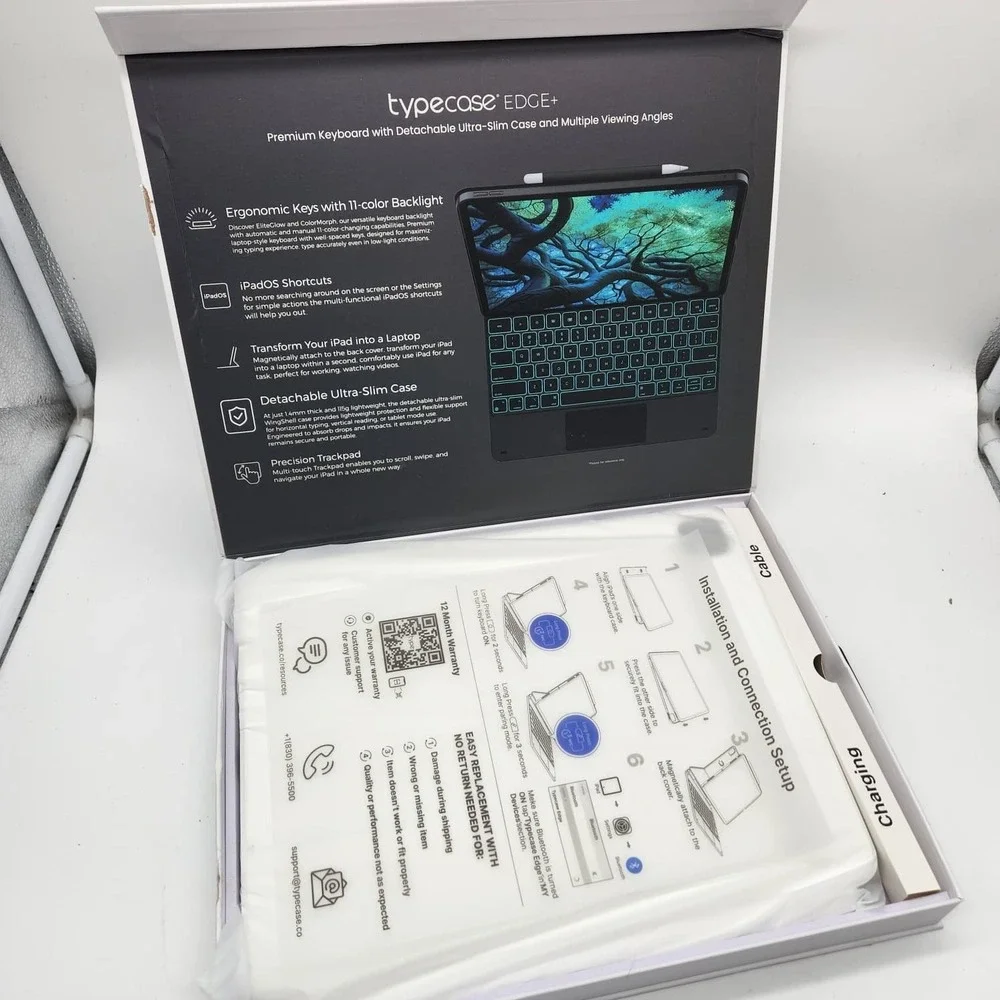 typecase EDGE+ Keyboard Case iPad Pro 13 M4 M5 Air 13 M2 M3 White Backlit Detach